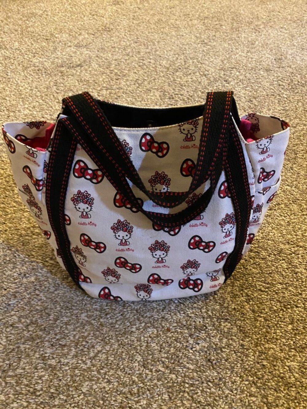Hello Kitty & Amonnlisa Canvas Tote Bag All Over Print Bow Japan
